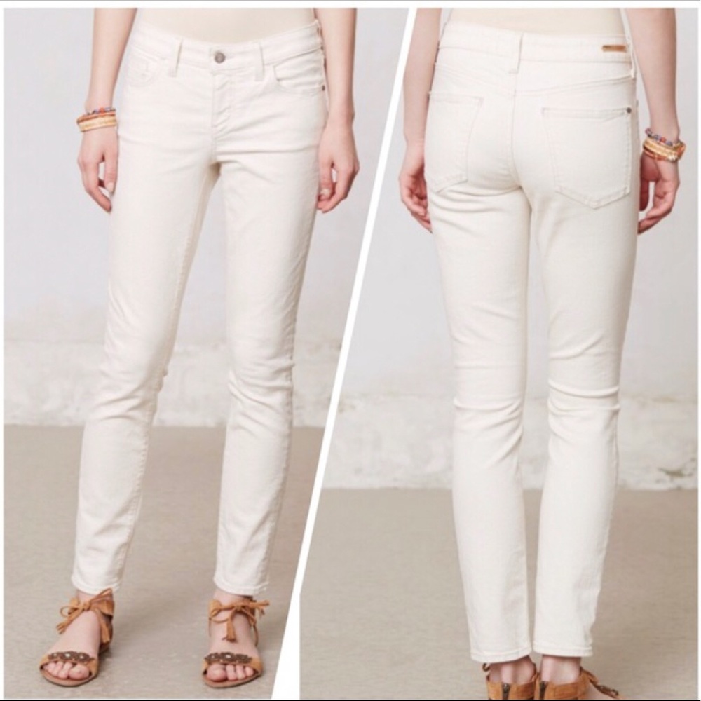 Anthropologie Pilcro Letterpress Ivory Stet Slim